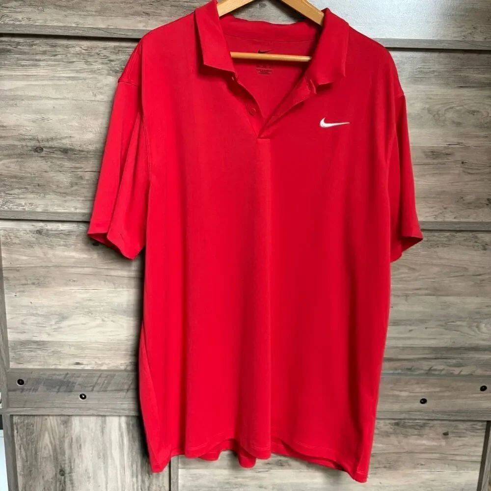 Nike Dri-fit Red Short Sleeve Polo Mens XXL Athletic Sporty Streetwear Blokecore